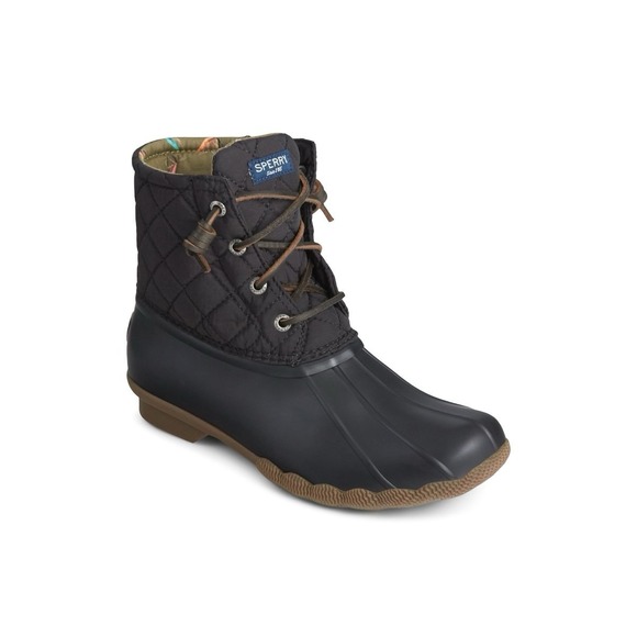 Sperry Top-Sider Womens Saltwater Duck Boots Black Quilted Rainboots Size 7.5 - Picture 1 of 10